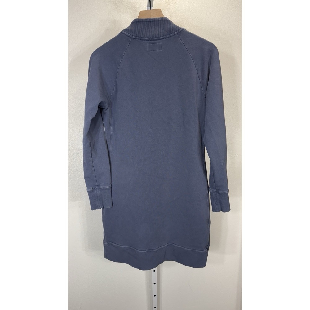 American Giant Dress Women L Blue Long 1/4 Zip Long Sleeve Sweatshirt Moto Tunic - Picture 6 of 9